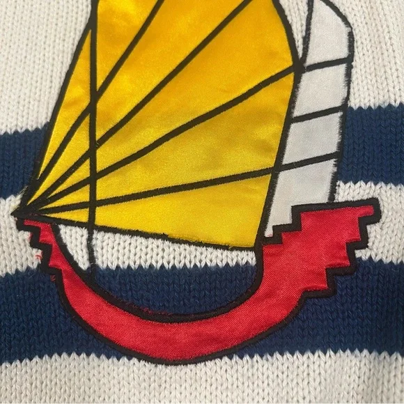 Vintage BARBRA SUE Nautical White and Navy Crew Neck Sweater | Short Sleeves | M - Picture 3 of 12